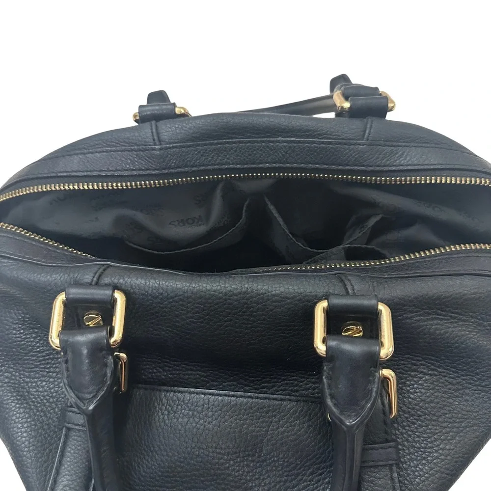 Michael Kors Black Pebbled Leather Satchel‎ Bag Gold Hardware Large Tote Handbag